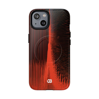 Red Tough 2.0 Magsafe Phone Case for iPhone - Crimson Frequency Pulse