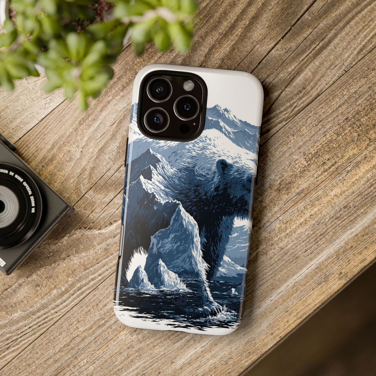 Fjord Summit Bear · Tough Phone Case for iPhone · Blue