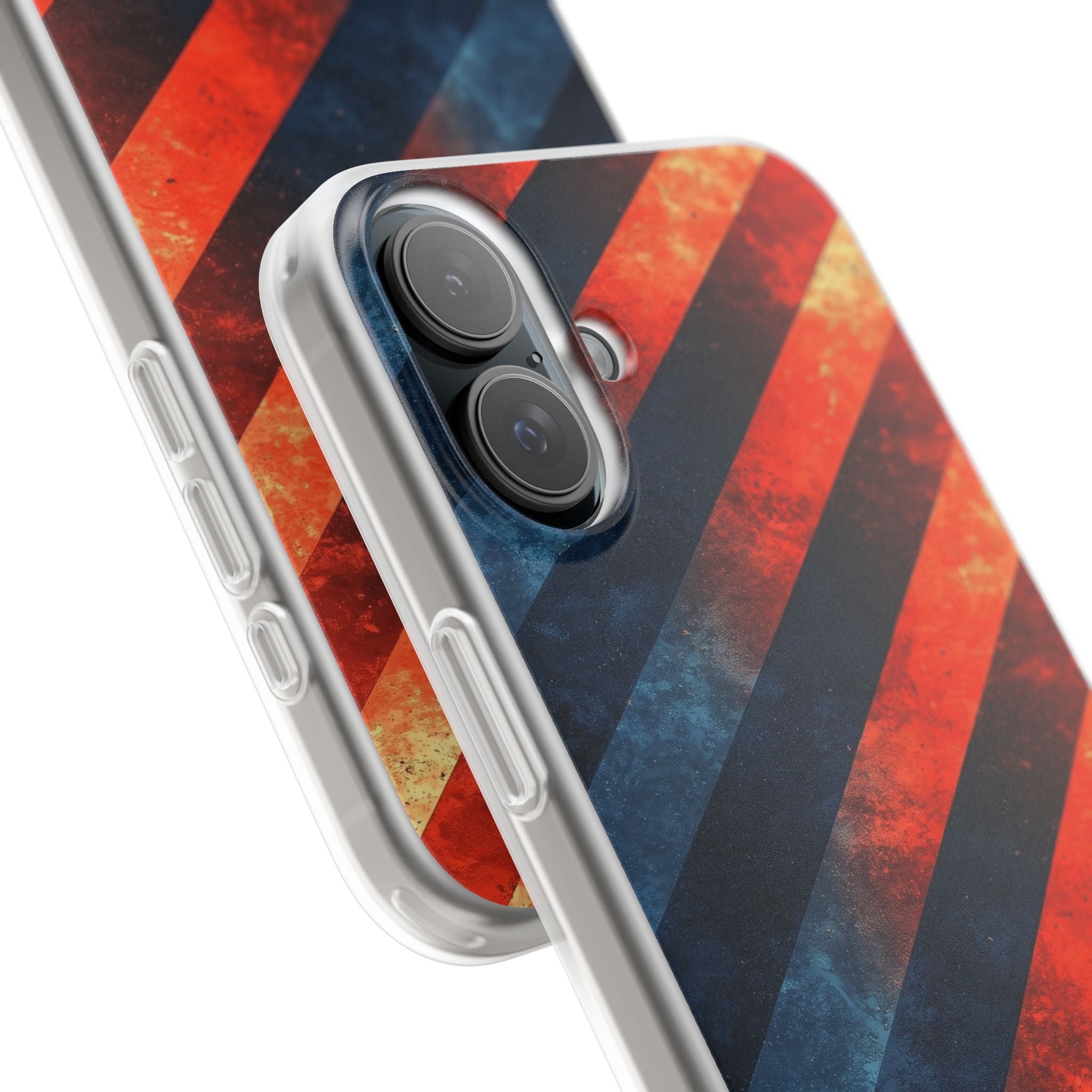 Diagonal Stripes Blaze iPhone 16 Plus Cover - Blød