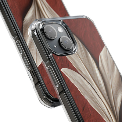 Carved Ivory Plume · Clear Impact Magnetic Phone Case for iPhone · Red
