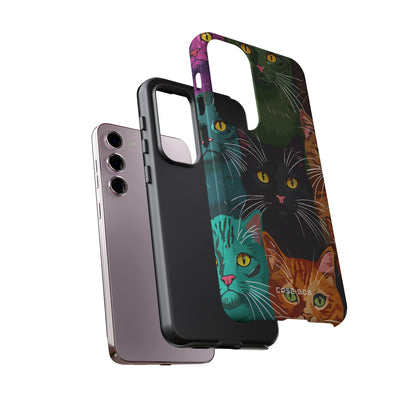 Teal Cat Grid Samsung S23 Plus Case - Tough