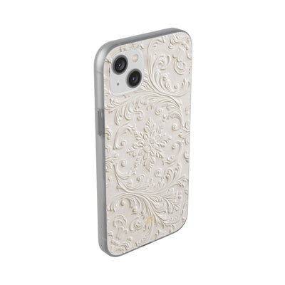 White Lite Phone Case for iPhone - Alabaster Floral Relief