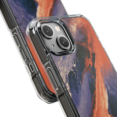 Solar Aura Drift · Clear Impact Magnetic Phone Case for iPhone · Orange
