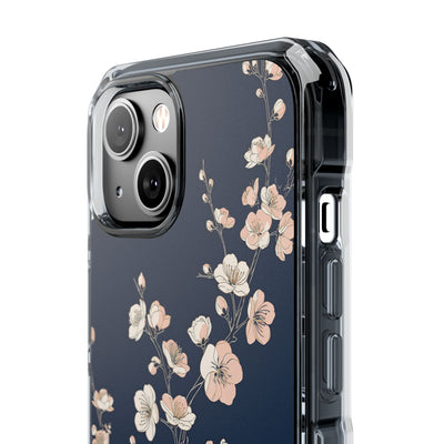 Blue Impact MagSafe Phone Case for iPhone - Midnight Peach Sakura