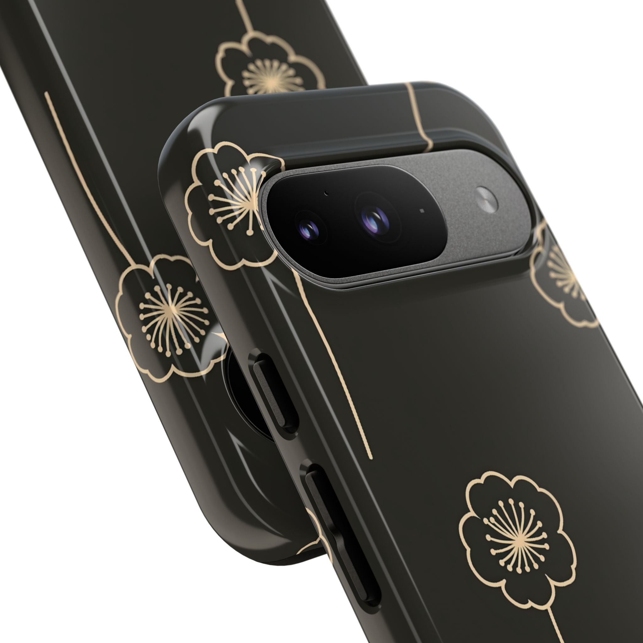 Black Tough Phone Case for Google Pixel - Obsidian Sand Petals