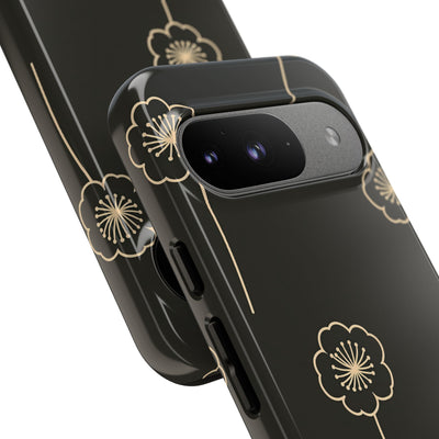 Black Tough Phone Case for Google Pixel - Obsidian Sand Petals