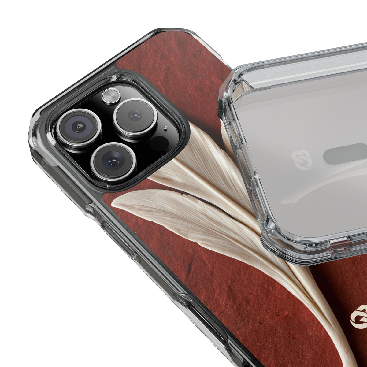 Carved Ivory Plume · Clear Impact Magnetic Phone Case for iPhone · Red
