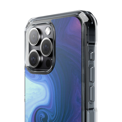 Azure Fluid Swirl · Clear Impact Magnetic Phone Case for iPhone · Blue
