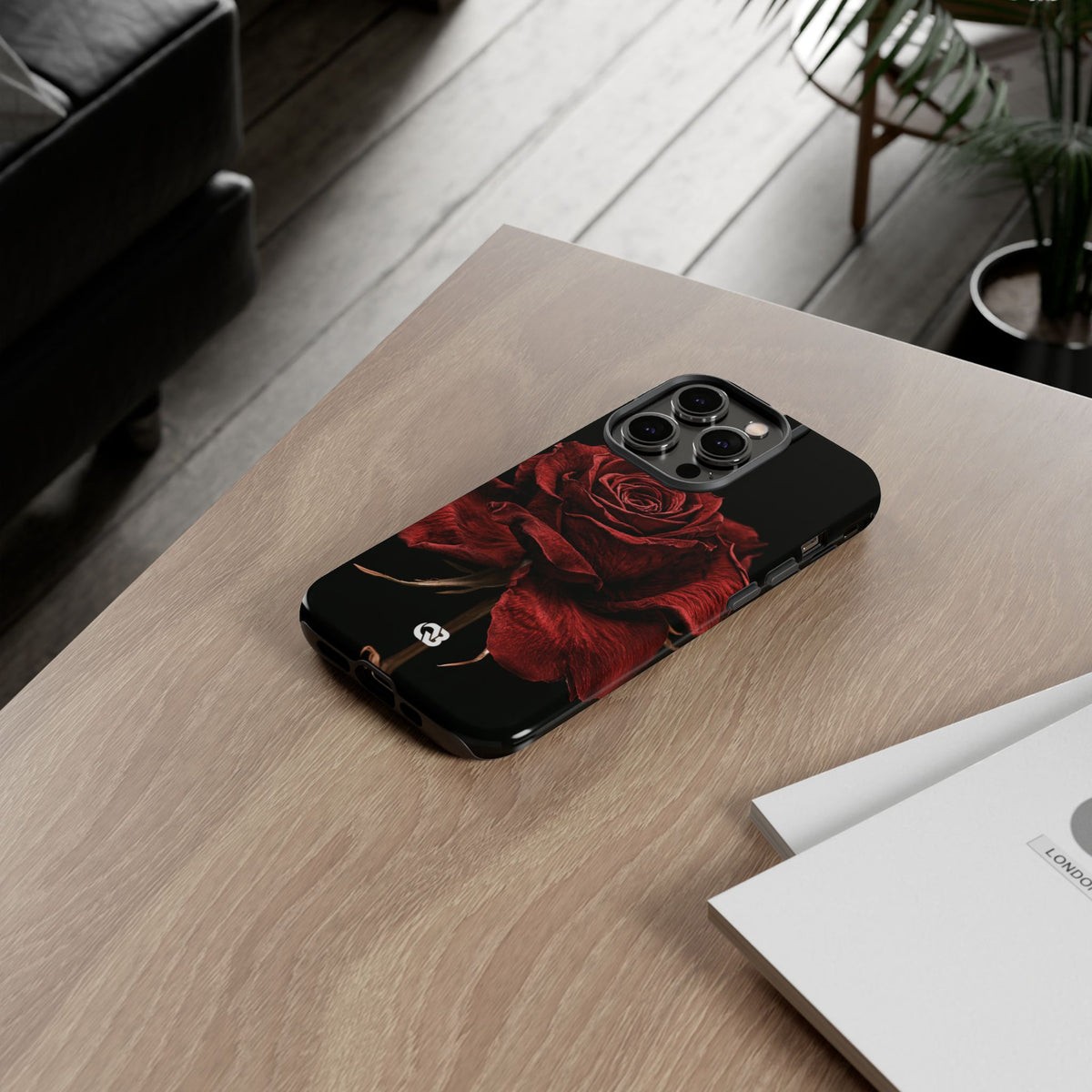 Crimson Noir Rose · Tough Phone Case for iPhone · Black