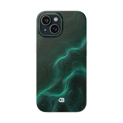 Teal Lite Phone Case for iPhone - Neon Jade Contour