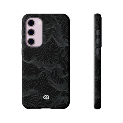 Black Tough Phone Case for Samsung - Obsidian Topo Wireframe