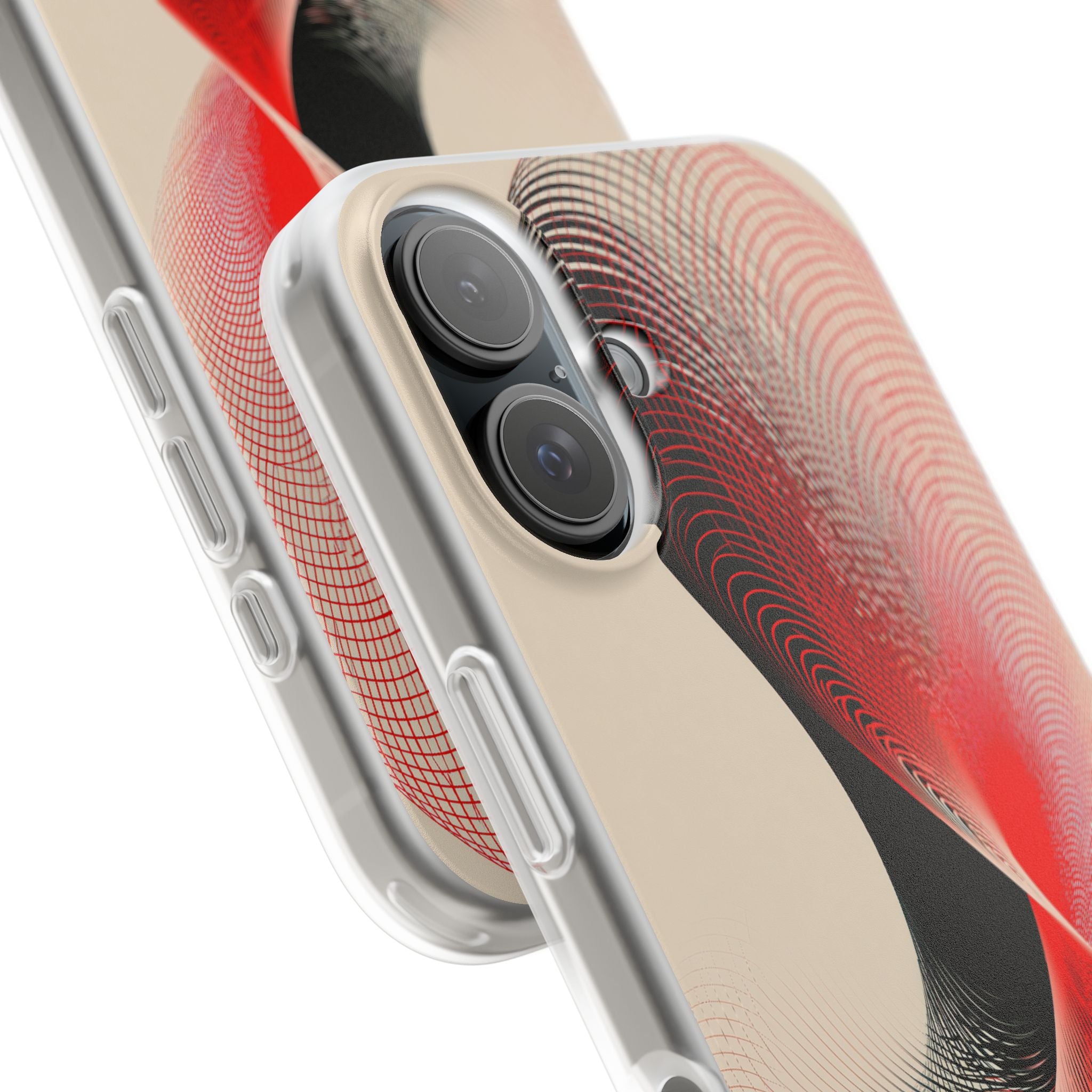 Red Lite Phone Case for iPhone - Crimson Grid Vortex