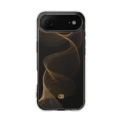 Golden Contour Flow · Clear Impact Magnetic Phone Case for iPhone · Black