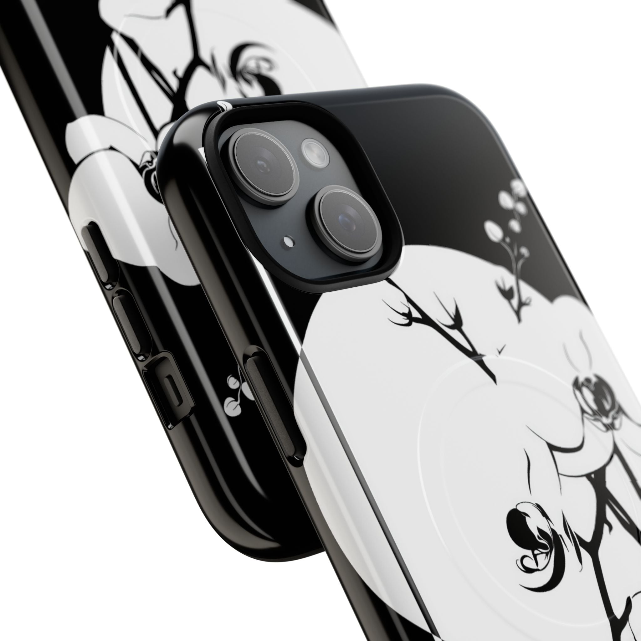 Black Tough 2.0 Magsafe Phone Case for iPhone - Lunar Orchid Grid