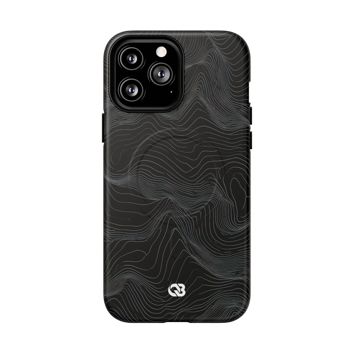 Black Tough 2.0 Magnetic Phone Case for iPhone - Obsidian Topo Wireframe