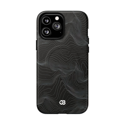 Black Tough 2.0 Magnetic Phone Case for iPhone - Obsidian Topo Wireframe