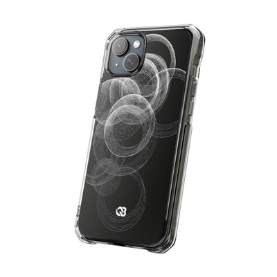 Black Impact MagSafe Phone Case for iPhone - Kinetic Wireframe Orbit