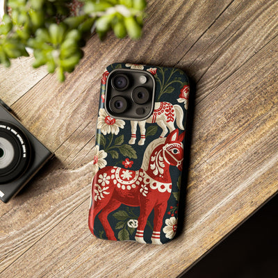Nordic Dala Meadow · Tough Phone Case for iPhone · Red