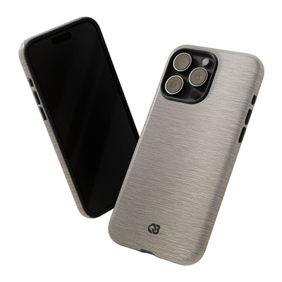 Grey Tough Phone Case for iPhone - Brushed Nickel Linen