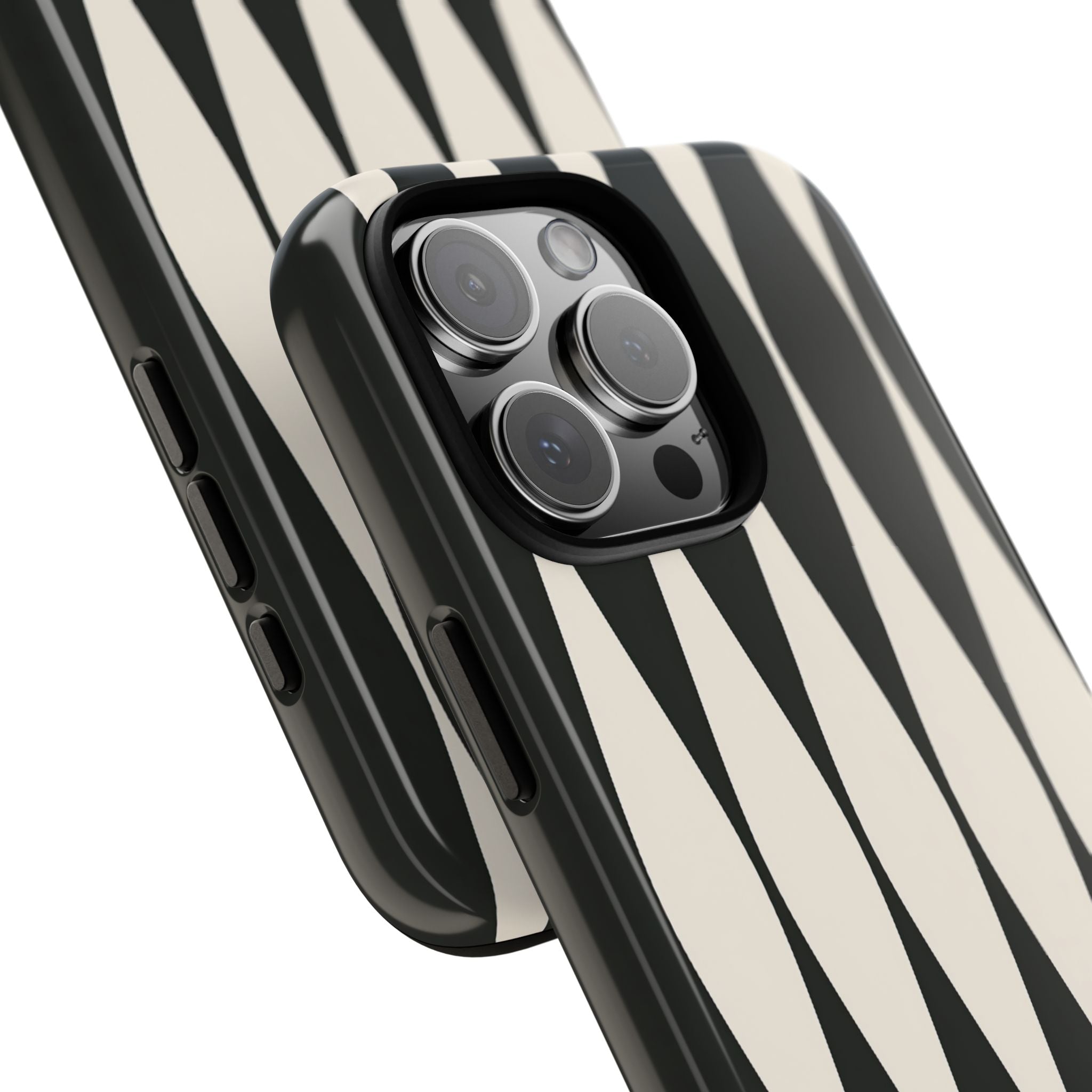 Black Tough Phone Case for iPhone - Ivory Spindle Grid