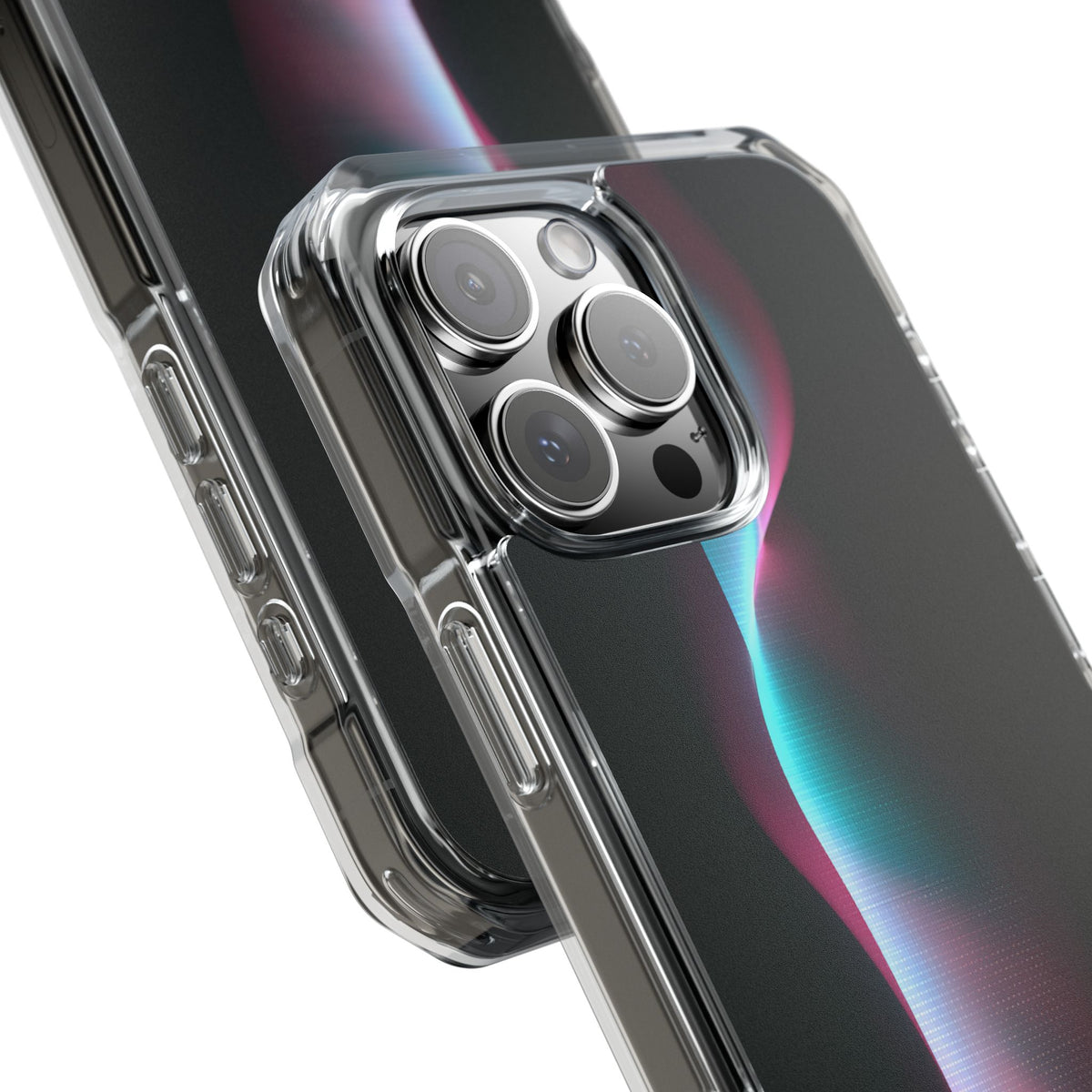 Neon Pixel Flow · Clear Impact Magnetic Phone Case for iPhone · Black