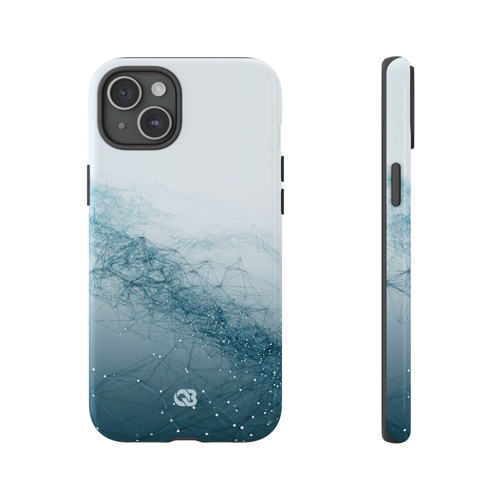 Teal Tough Phone Case for iPhone - Cyan Vector Lattice