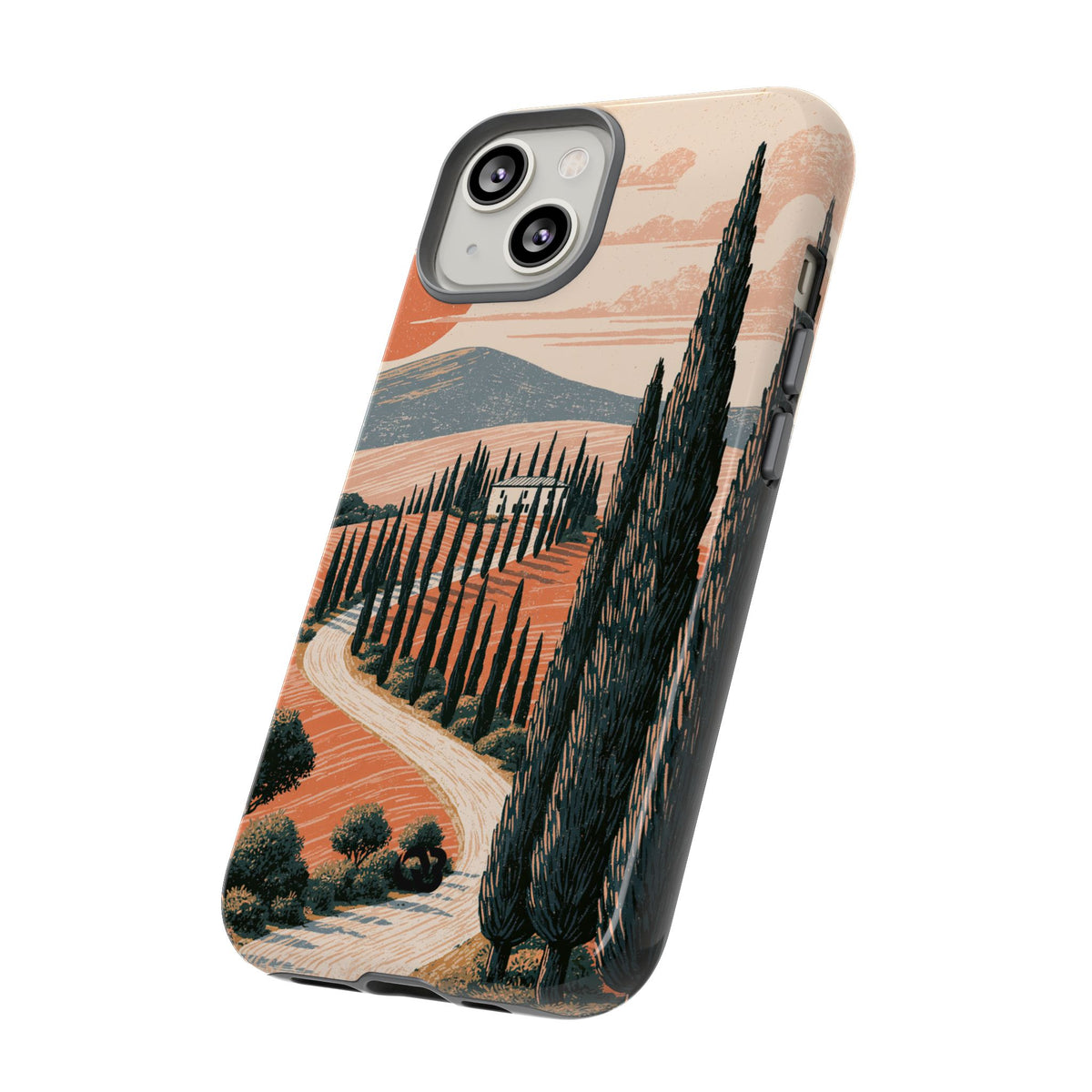 Tuscan Cypress Horizon · Tough Phone Case for iPhone · Orange
