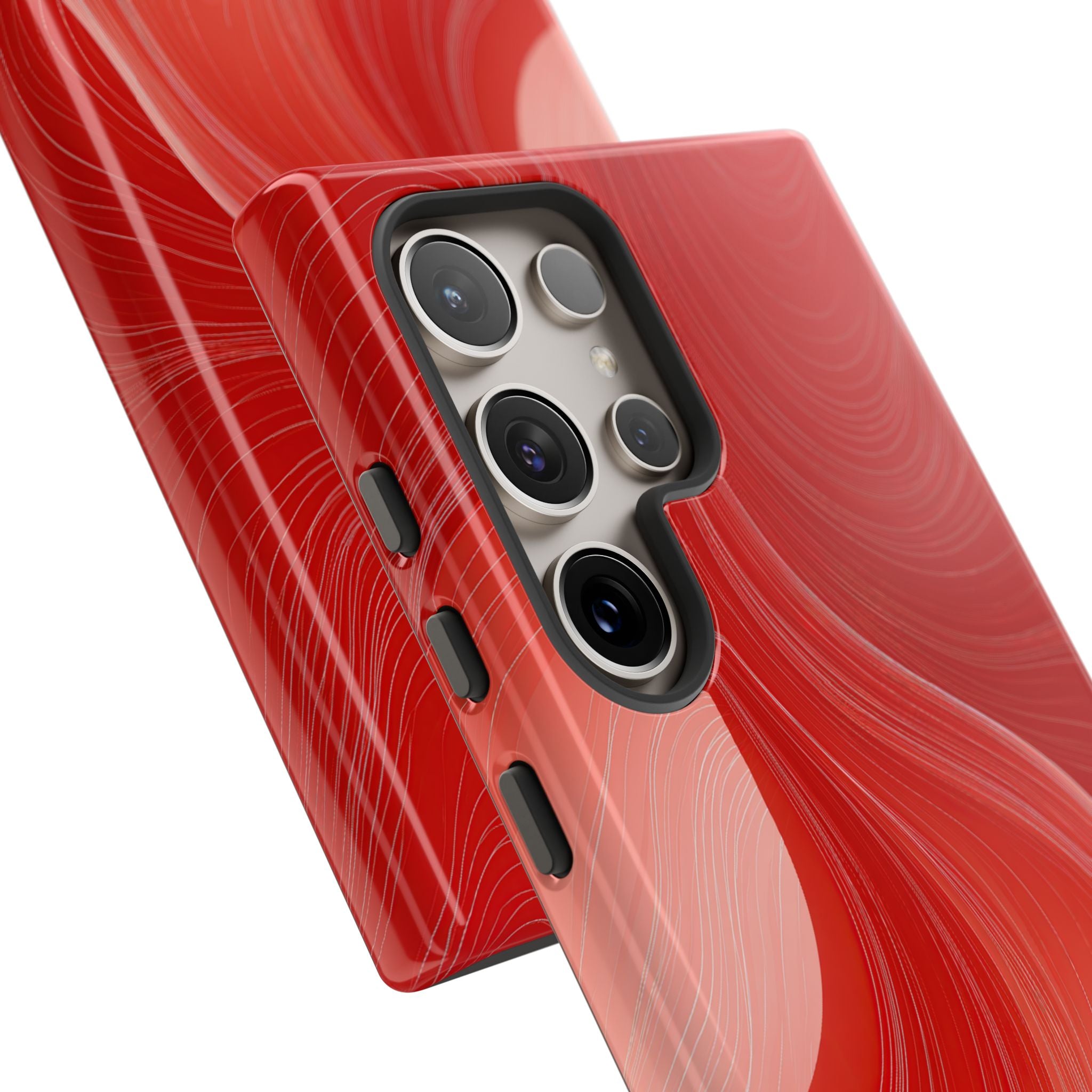 Red Tough Phone Case for Samsung - Crimson Silk Strands