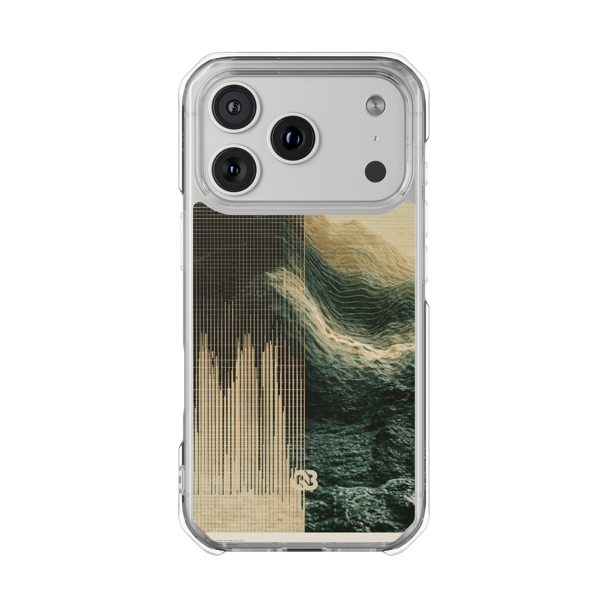 Beige Impact MagSafe Phone Case for iPhone - Veridian Data Ridge
