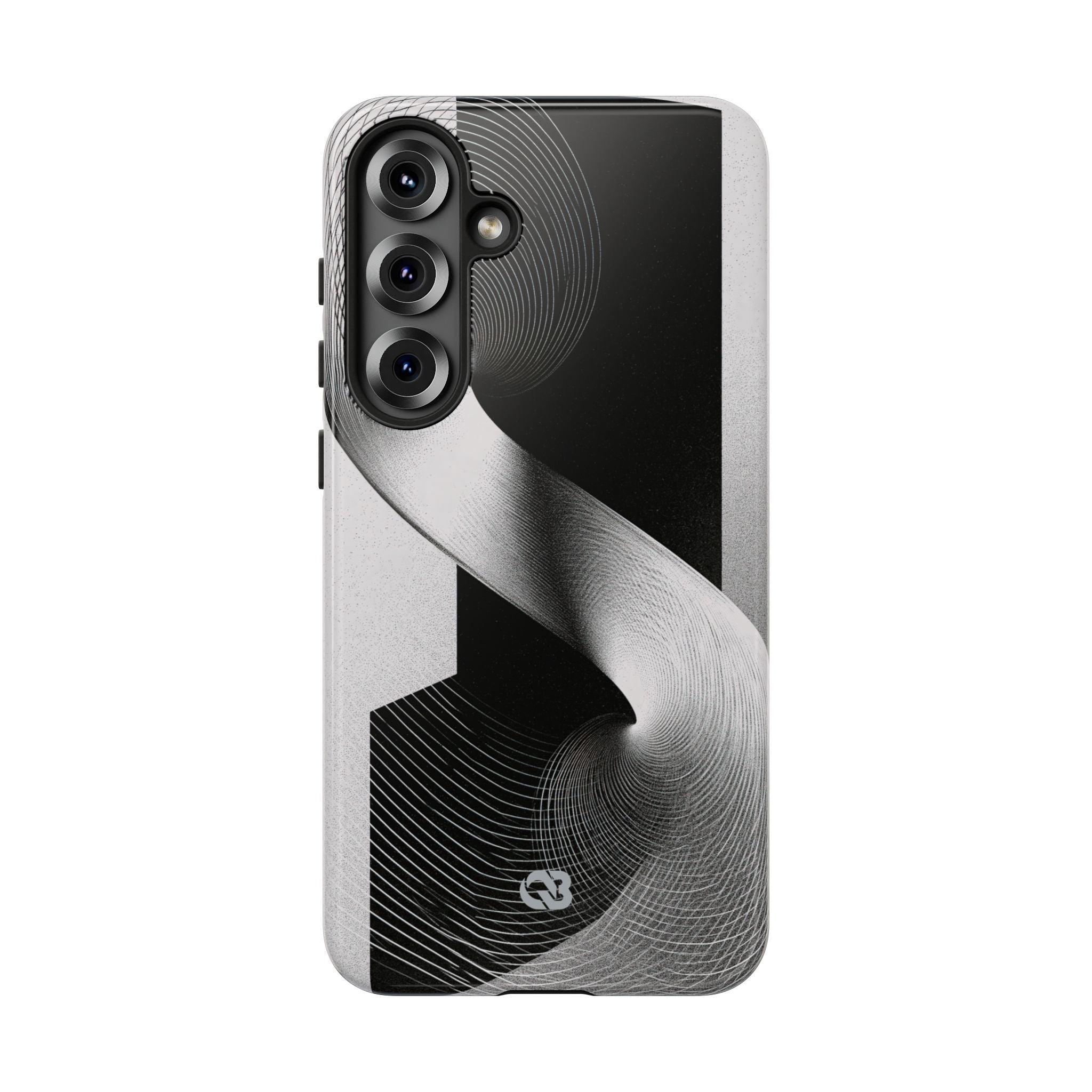 Grey Tough Phone Case for Samsung - Obsidian Moiré Wave
