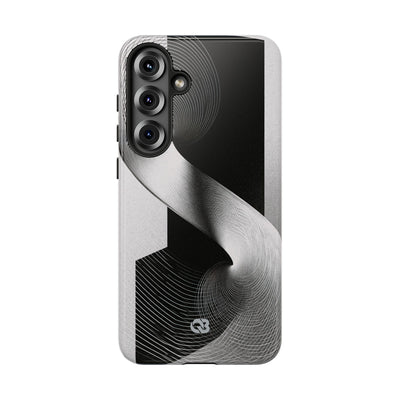 Grey Tough Phone Case for Samsung - Obsidian Moiré Wave