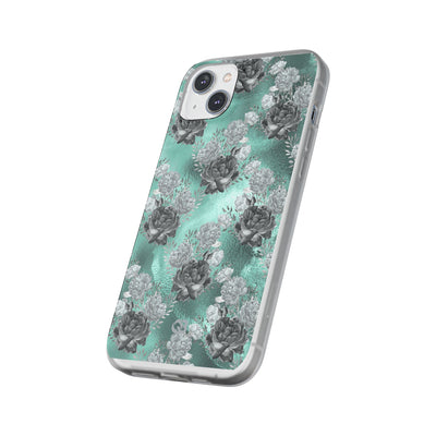 Frost Mint Floral · Soft Handyhülle für iPhone