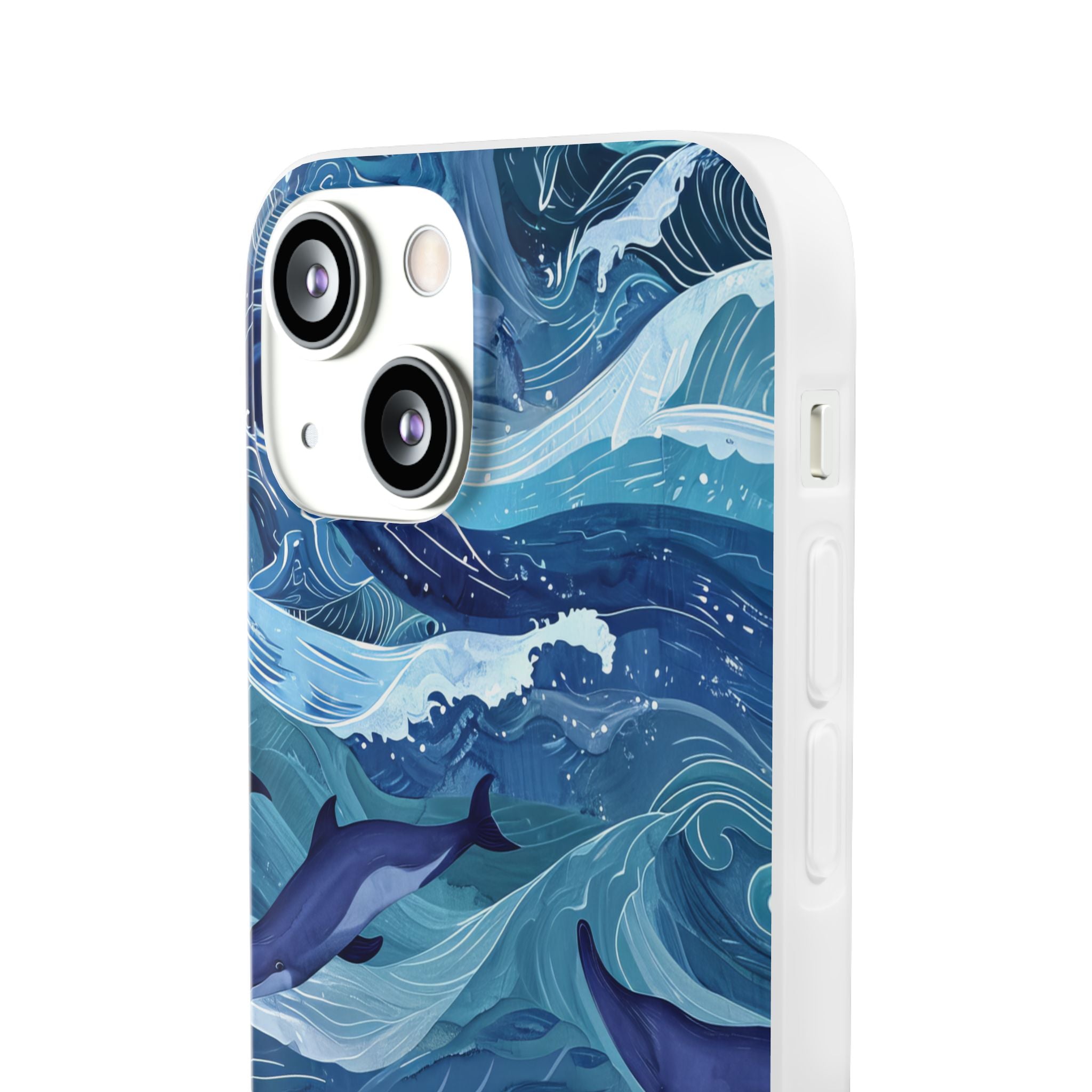 Delfiini-aallot iPhone 13 mini -pehmeä suojakotelo