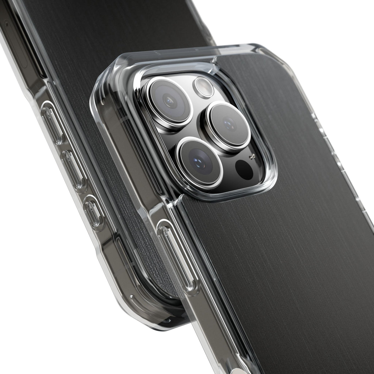 Obsidian Brushed Steel · Clear Impact Magnetic Phone Case for iPhone ·  Black