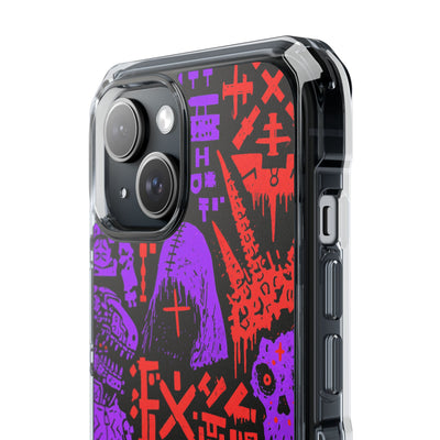 Underground Cyber Glyphs · Clear Impact Magnetic Phone Case for iPhone · Black