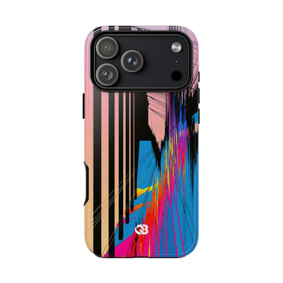 Blue Tough Phone Case for iPhone - Fractured Data Skyline