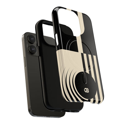 Black Tough 2.0 Magsafe Phone Case for iPhone - Ivory Signal Grid