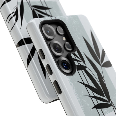 Grey Tough Phone Case for Samsung - Sage Bamboo Noir