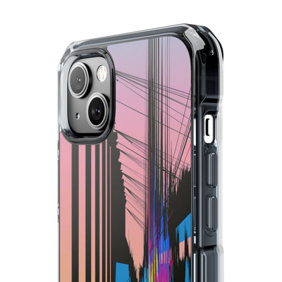 Blue Impact MagSafe Phone Case for iPhone - Fractured Data Skyline