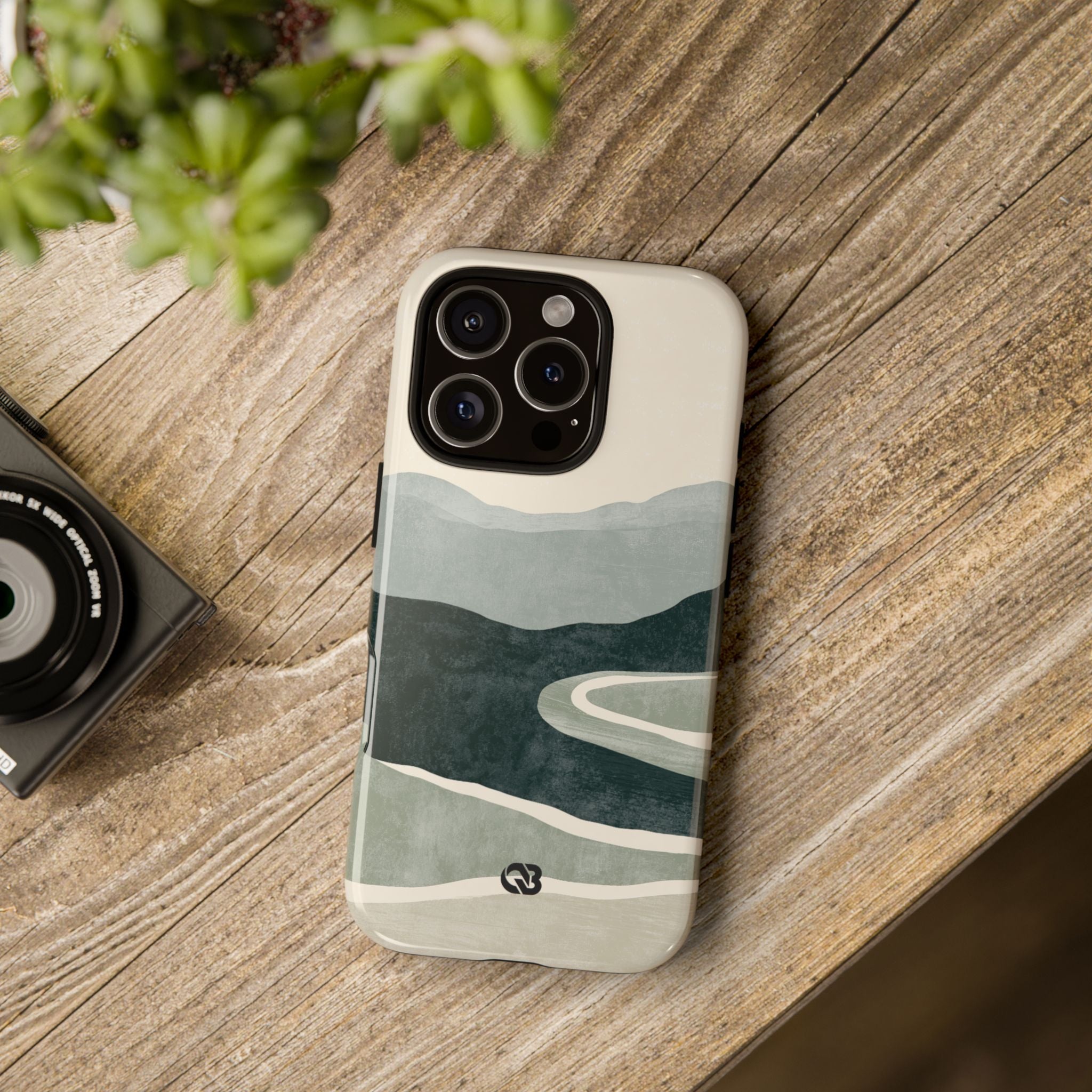 Green Tough Phone Case for iPhone - Misty Sage Valley