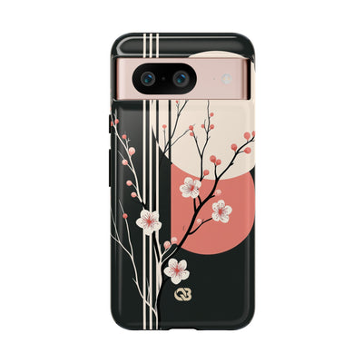 Black Tough Phone Case for Google Pixel - Kyoto Midnight Blossom