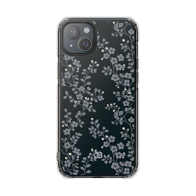 Black Impact MagSafe Phone Case for iPhone - Midnight Slate Blossom