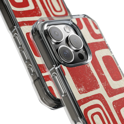 Vermilion Block Motif · Clear Impact Magnetic Phone Case for iPhone · Red