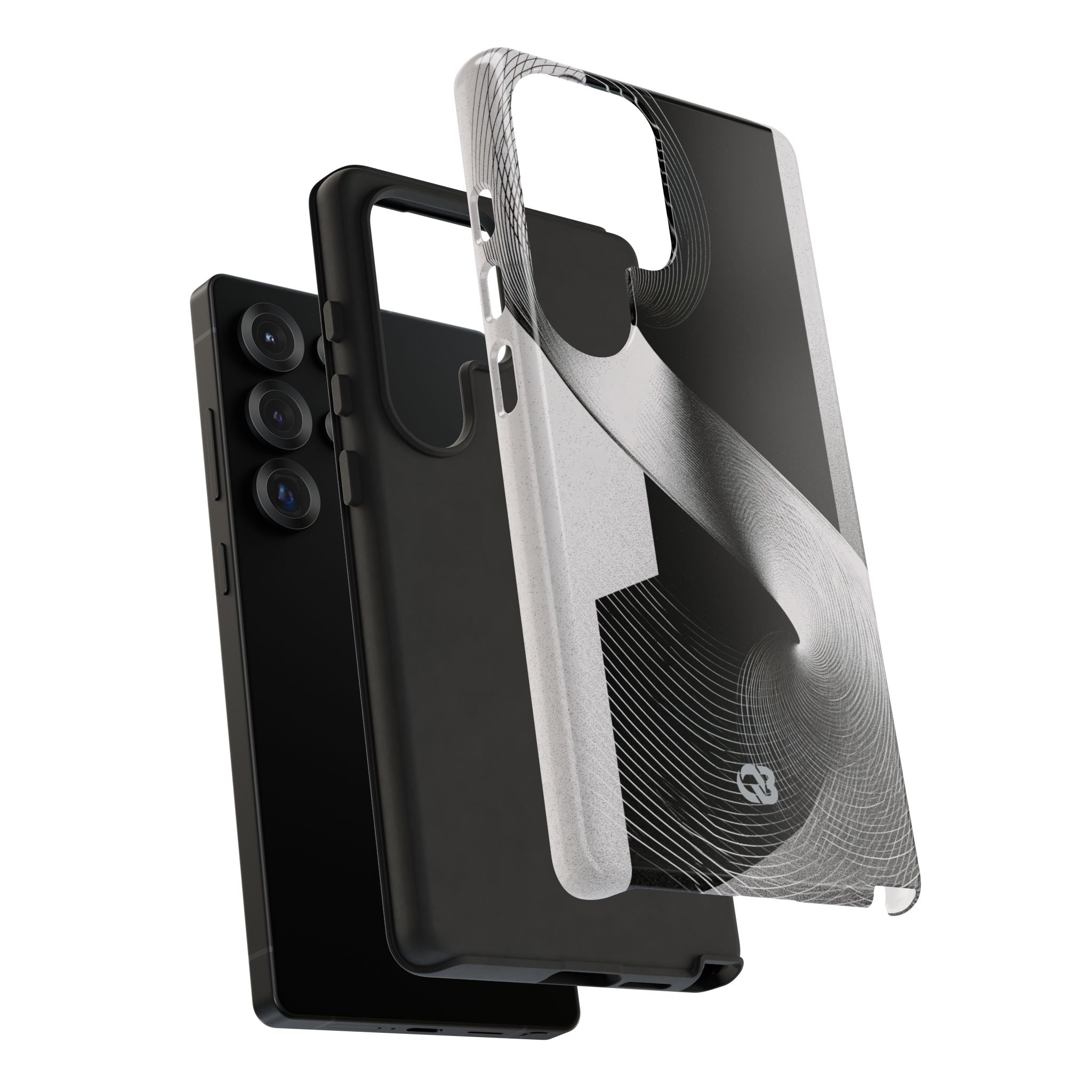 Grey Tough Phone Case for Samsung - Obsidian Moiré Wave