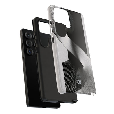 Grey Tough Phone Case for Samsung - Obsidian Moiré Wave