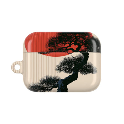 Crimson Sun Bonsai · Hard Case for AirPods & AirPods Pro · Beige
