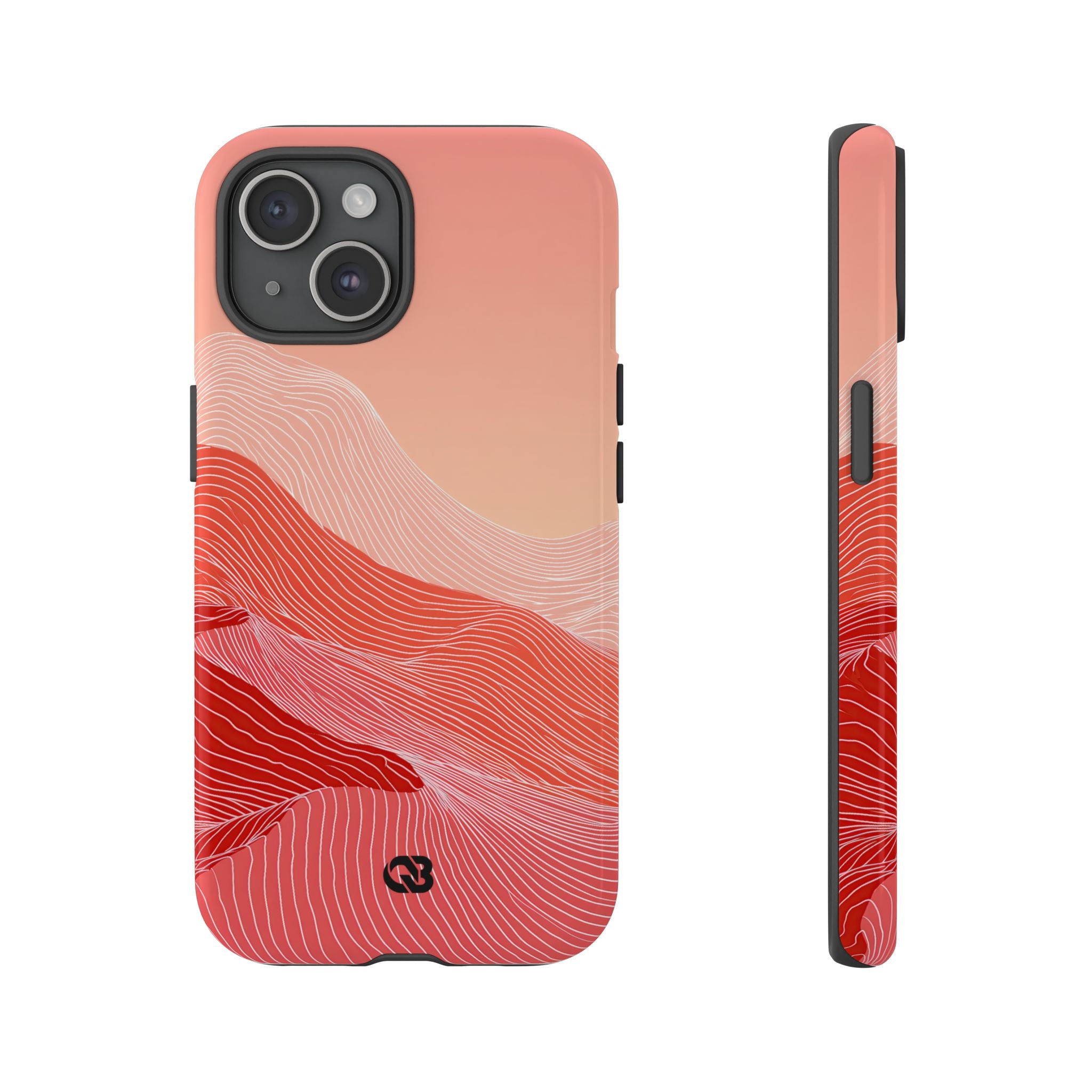 Red Tough Phone Case for iPhone - Crimson Ridge Contour
