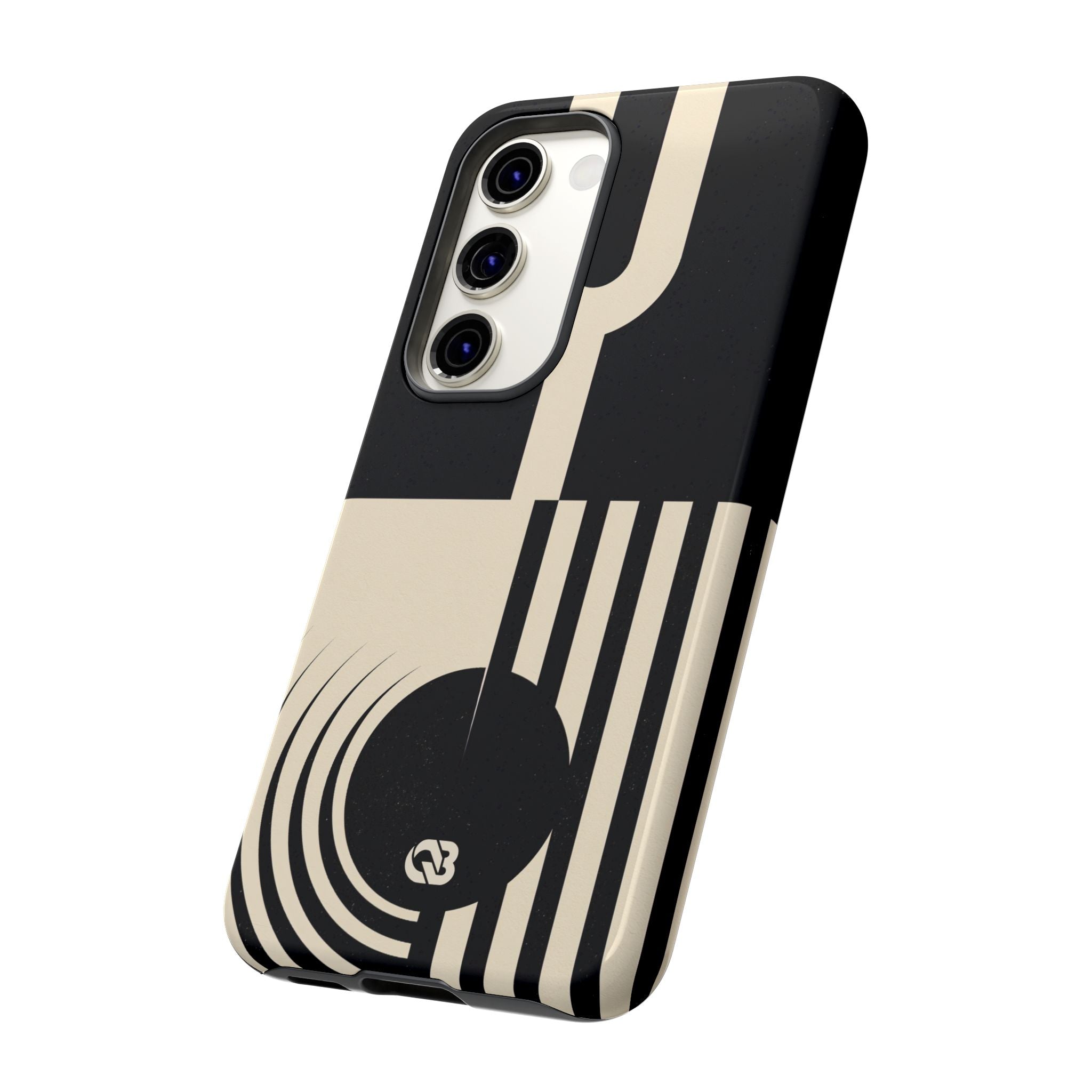 Black Tough Phone Case for Samsung - Ivory Signal Grid