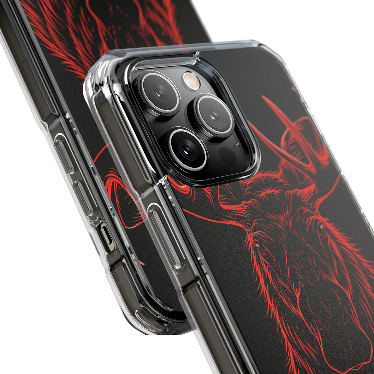 Nordic Moose Contour · Clear Impact Magnetic Phone Case for iPhone ·  Red
