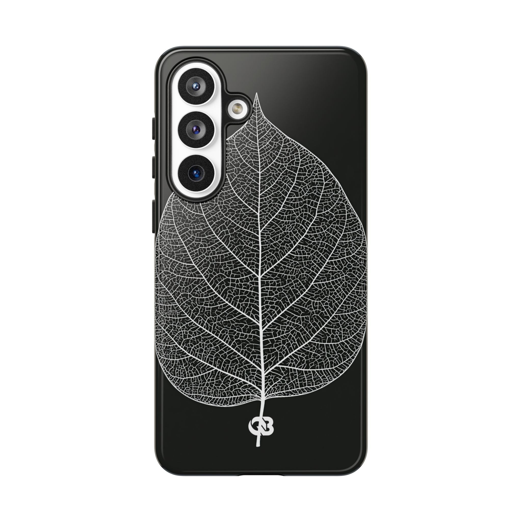 Black Tough Phone Case for Samsung - Bleached Leaf Lattice
